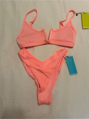 ONEONE Neon Coral V-Waist Bikini Set